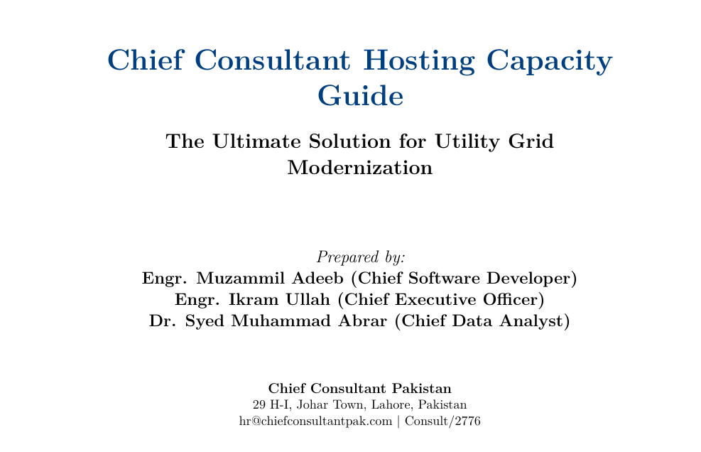 Chief Consultant Hosting Capacity Guide cover page